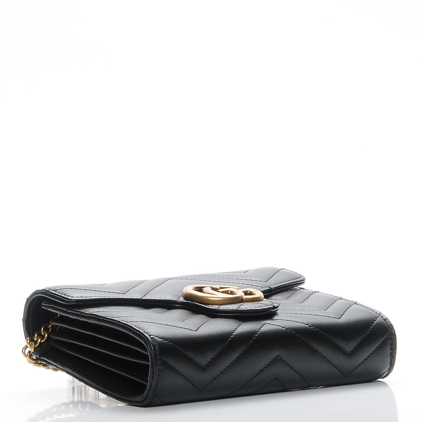Calfskin Matelasse GG Marmont Chain Wallet Black