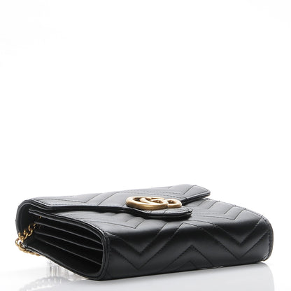 Gucci Calfskin Matelasse GG Marmont Chain Wallet Black 4 of 7