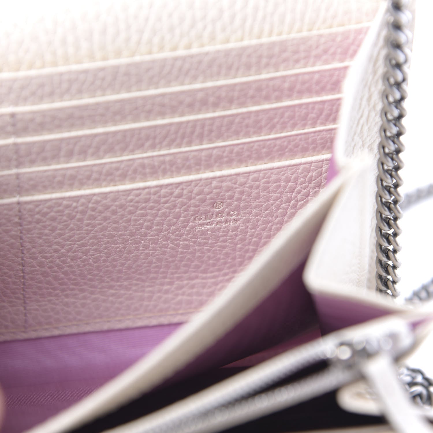 Gucci Dollar Calfskin Mini Dionysus Chain Wallet Mystic White 6 of 10