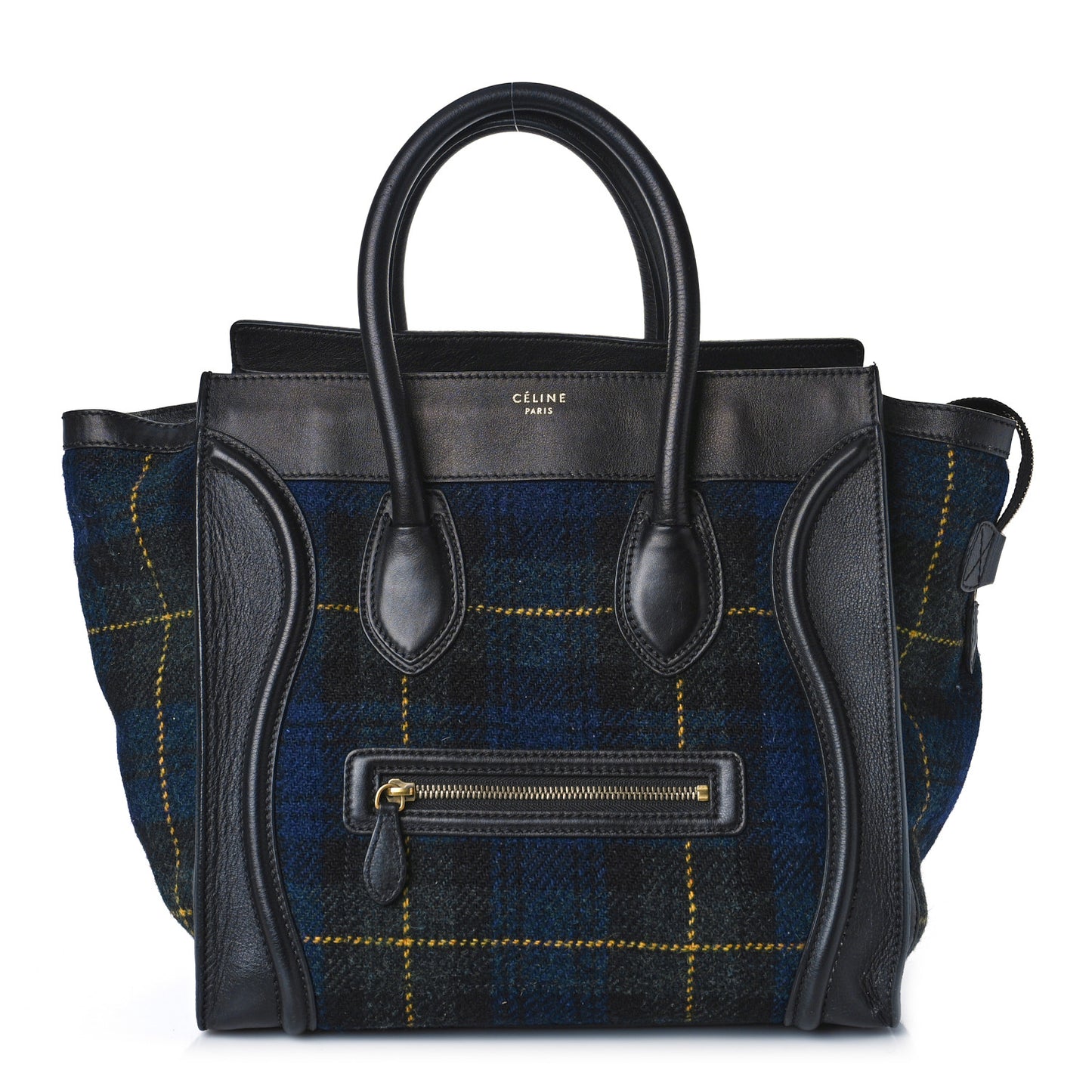 Smooth Calfskin Tweed Tartan Mini Luggage Midnight