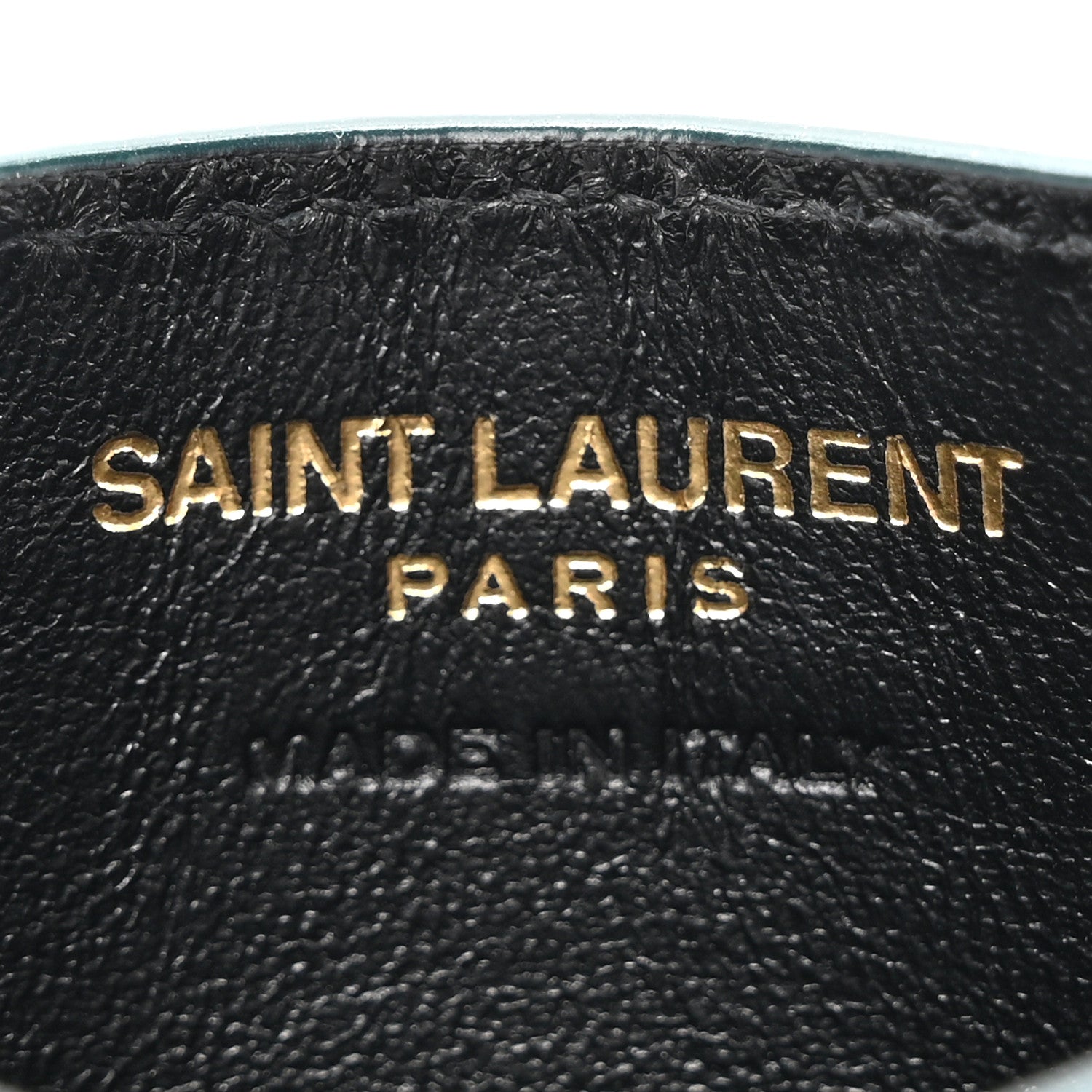 Saint Laurent Calfskin Crocodile Embossed Monogram Credit Card Case Foliage Green 7 of 8