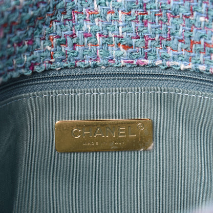 Chanel Tweed Quilted Medium 19 Flap Blue Multicolor 8 of 10