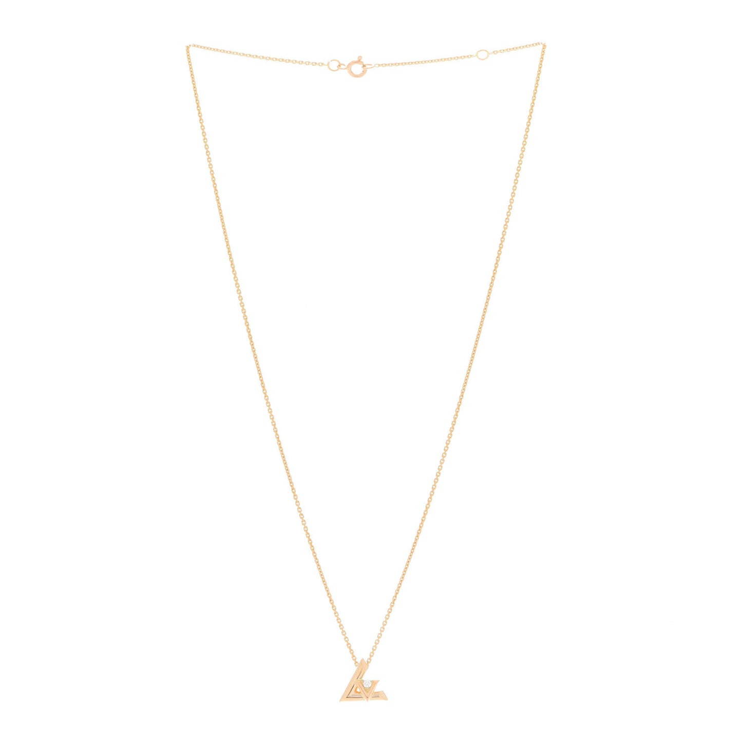 18K Yellow Gold Diamond Small LV Volt One Pendant Necklace