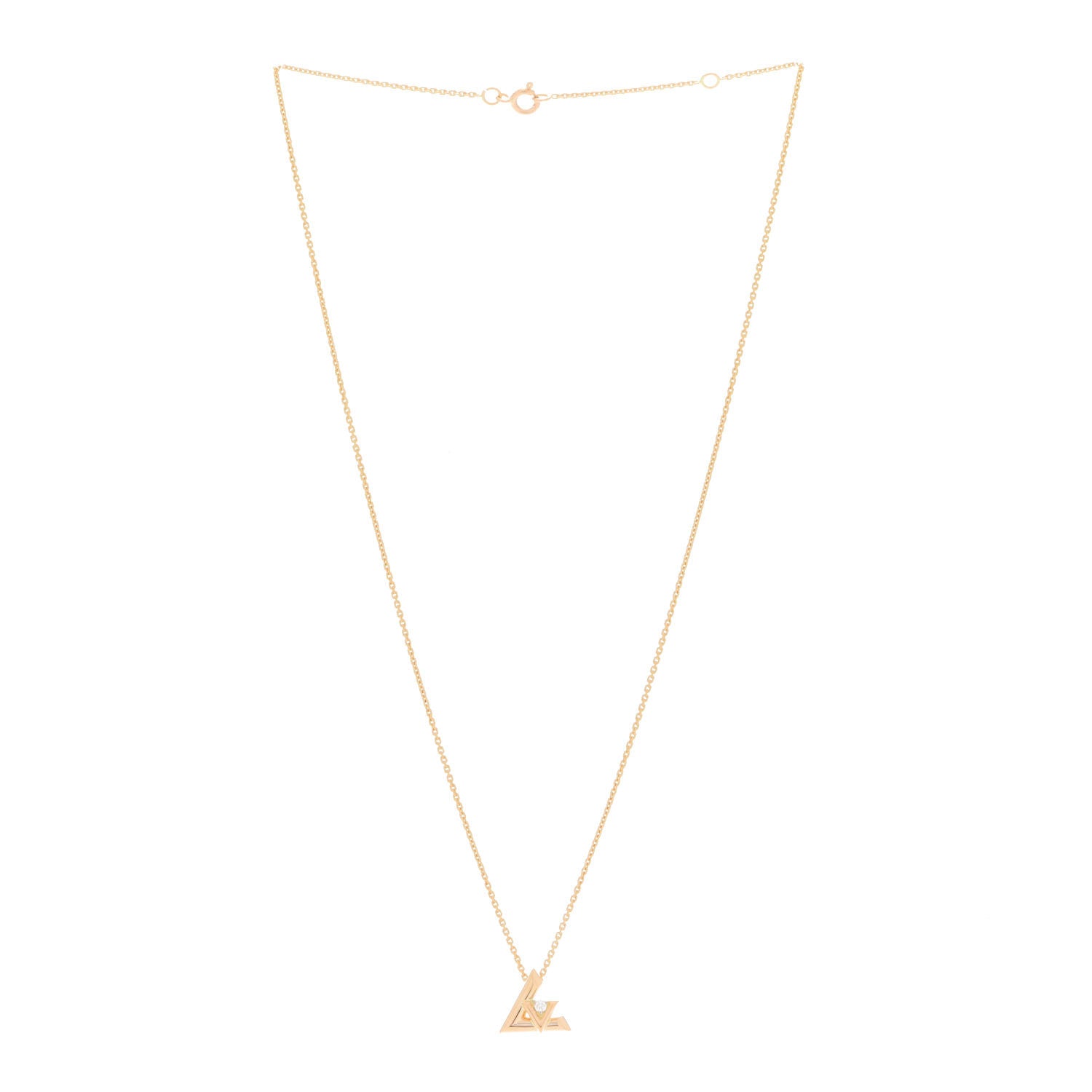 Louis Vuitton 18K Yellow Gold Diamond Small LV Volt One Pendant Necklace 1 of 4