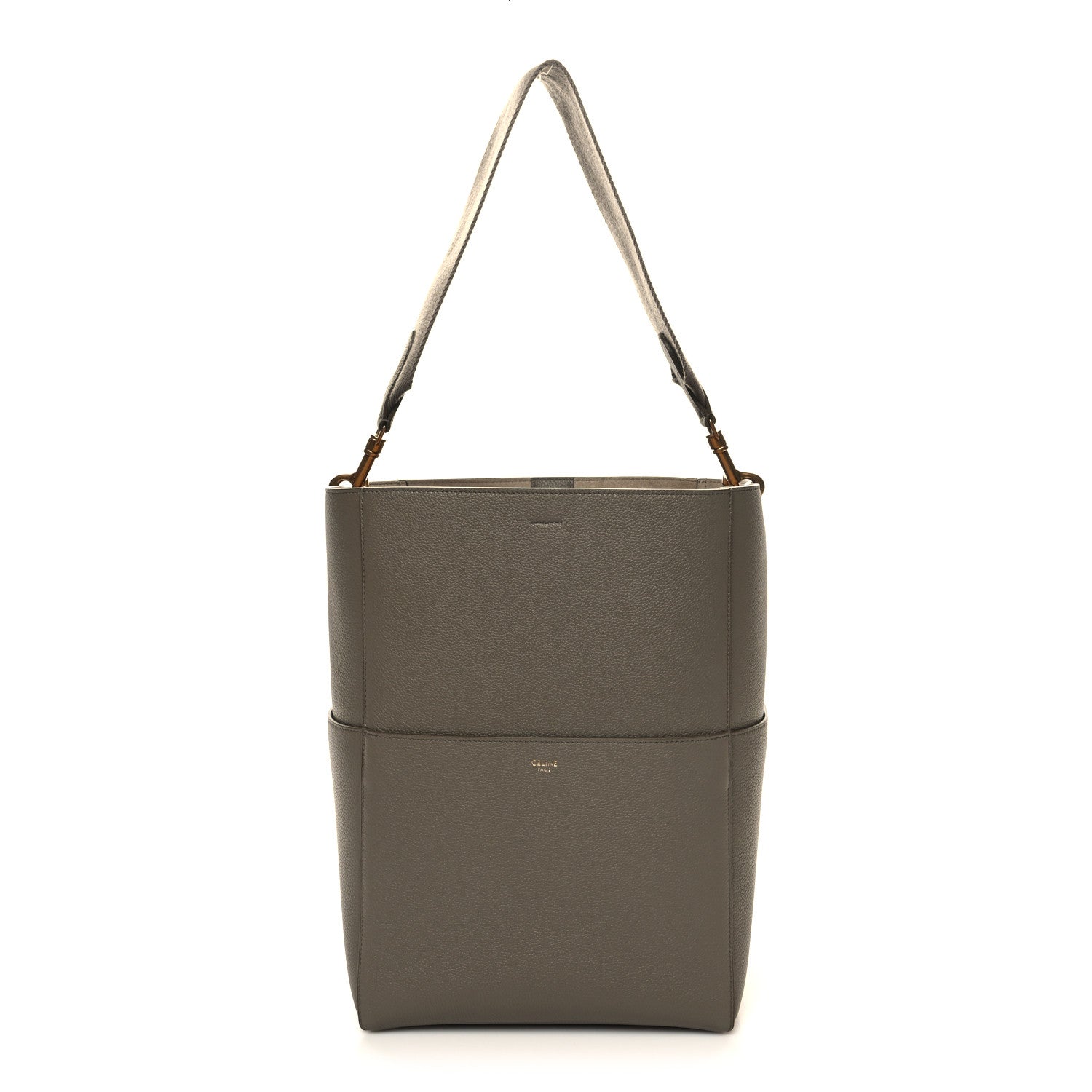 Celine Soft Grained Calfskin Sangle Bucket Bag Taupe 1 of 10