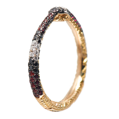 Gucci 18K Yellow Gold Black Diamond Topaz Sapphire Ouroboros Snake Ring 54 6.75 1 of 5