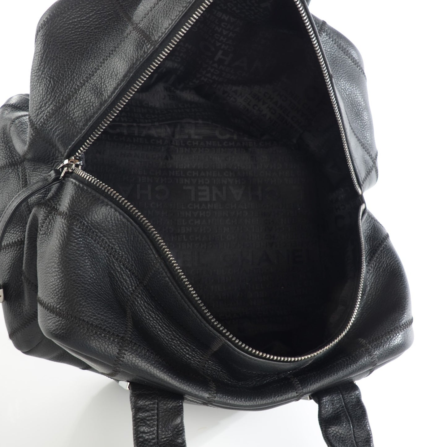 Caviar Square Stitched Medium Tote Black