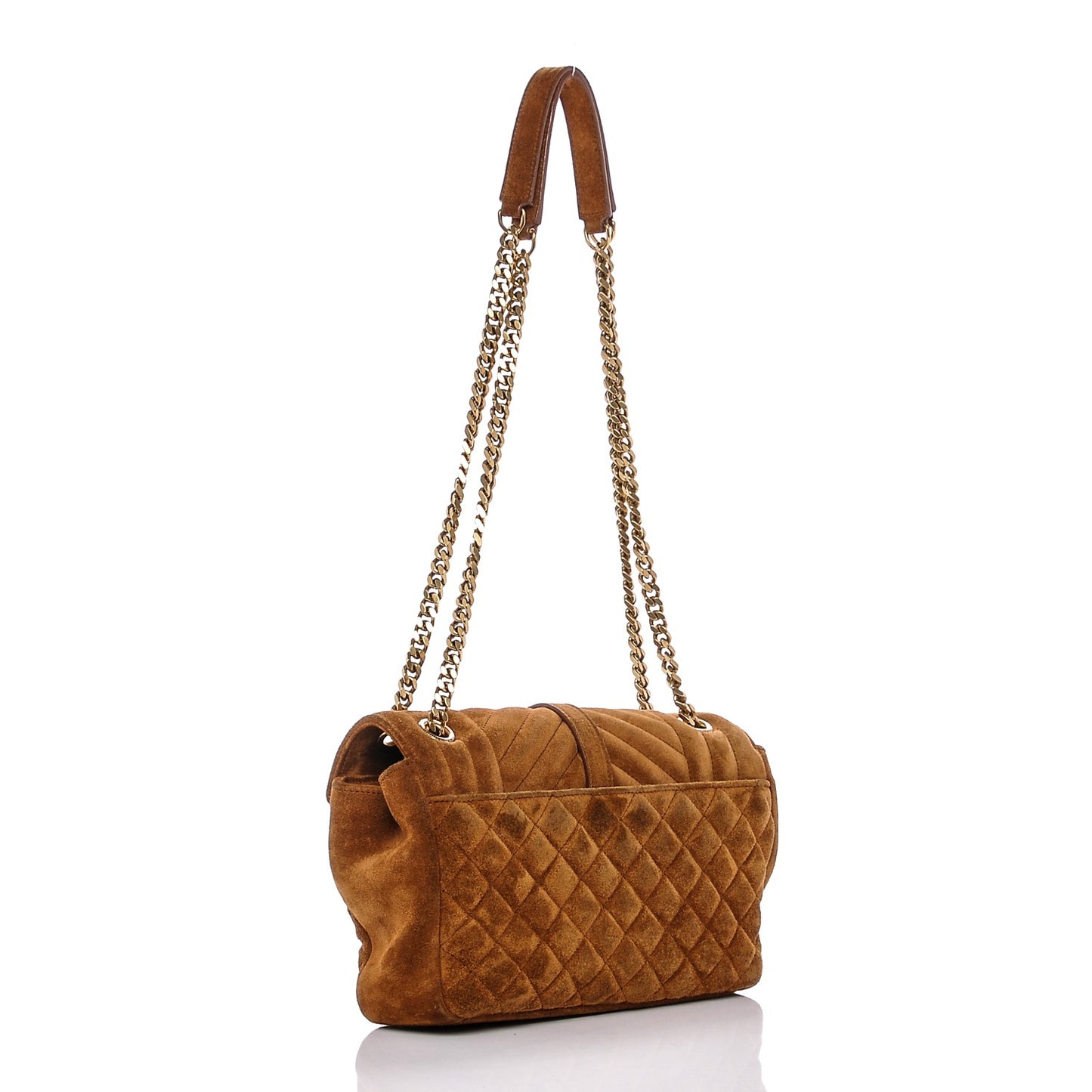 Suede Tri-Quilt Monogram Medium College Bag Ochre