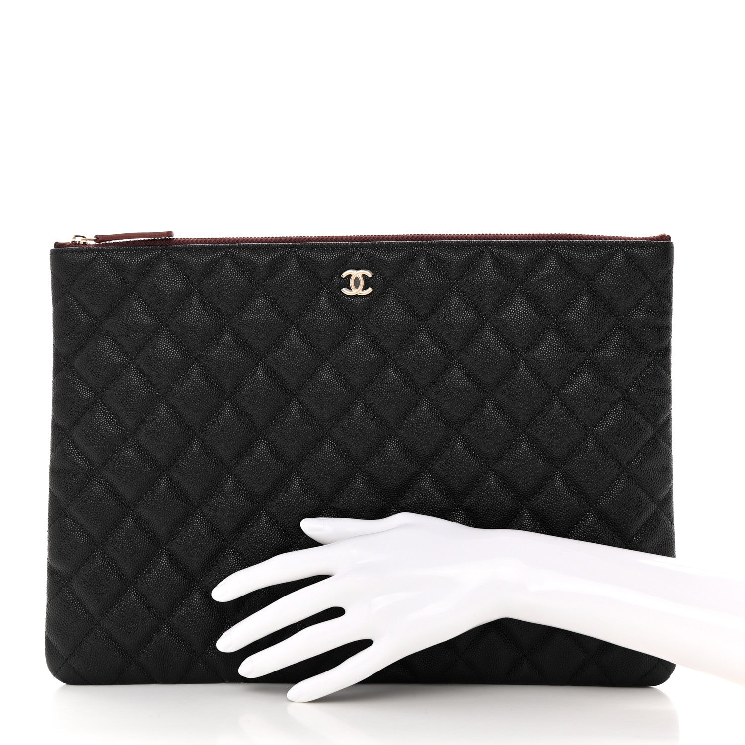 Chanel Iridescent Caviar Quilted Large Cosmetic Case Black 2 of 8