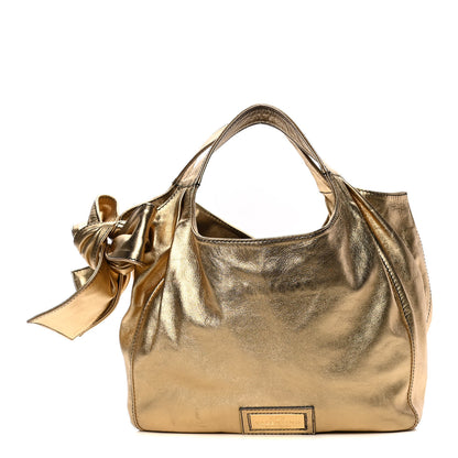 Valentino Garavani Metallic Calfskin Small Nuage Bow Hobo Gold 1 of 11