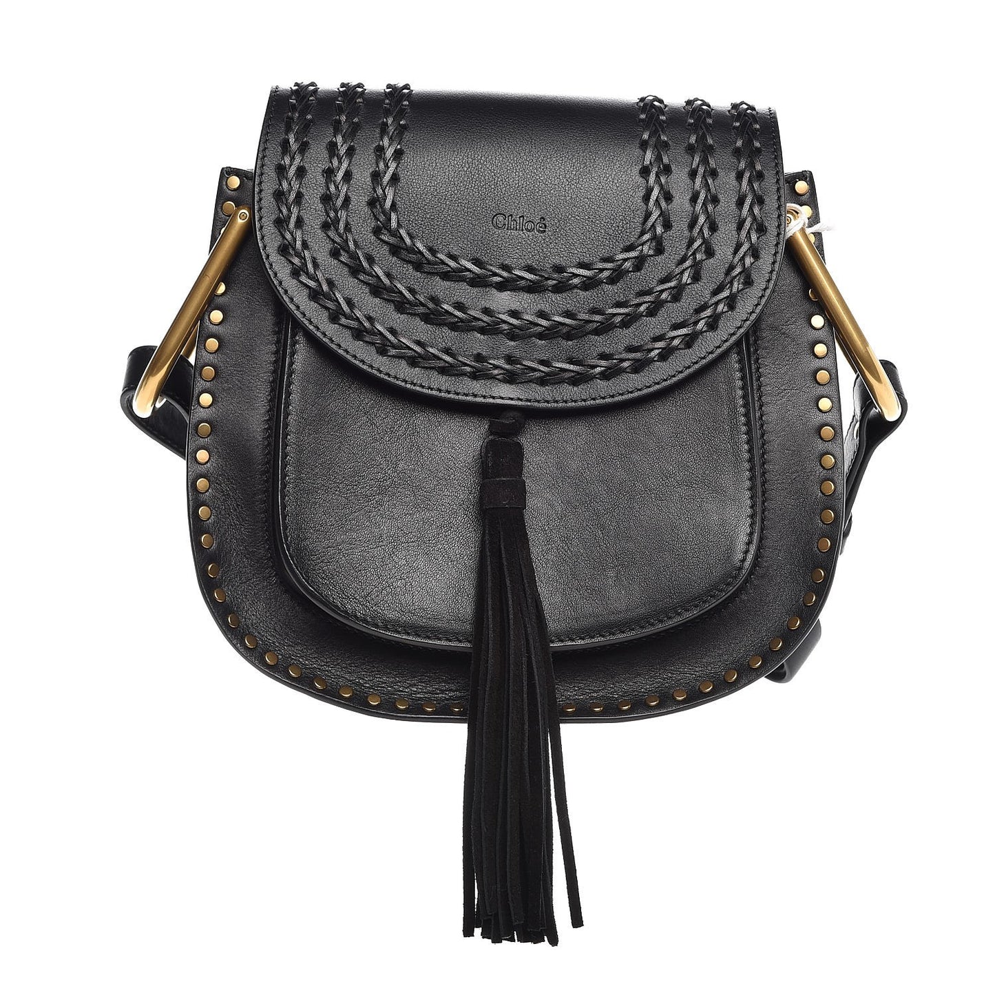 Calfskin Braided Small Hudson Shoulder Bag Black