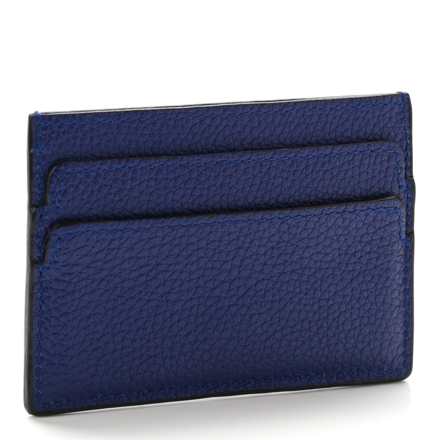 Calfskin Skull Card Holder Blue