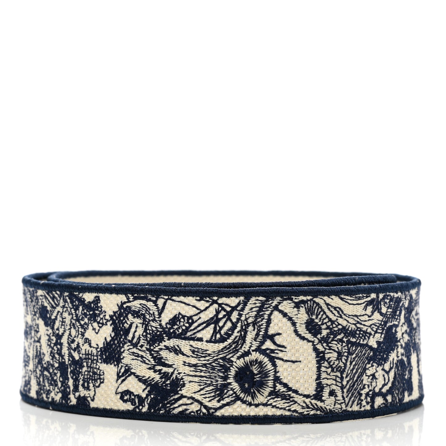 Canvas Embroidered Toile De Jouy Shoulder Strap Blue
