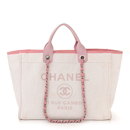 Chanel Woven Straw Raffia Medium Deauville Tote Pink 1 of 11