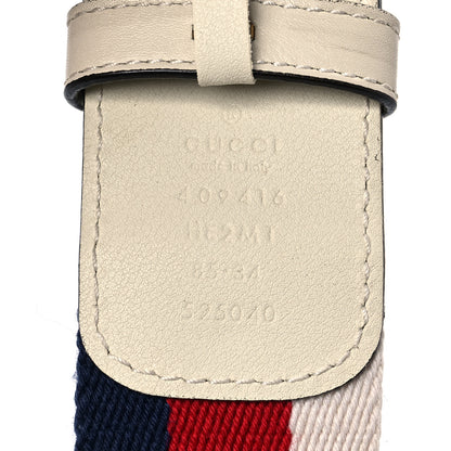 Gucci Nylon Calfskin Sylvie Web Double G 40mm Belt 85 34 Mystic White Hibiscus Red Maritime 3 of 4