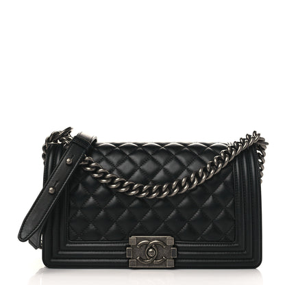Chanel Lambskin Quilted Medium Boy Flap Black 1 of 9