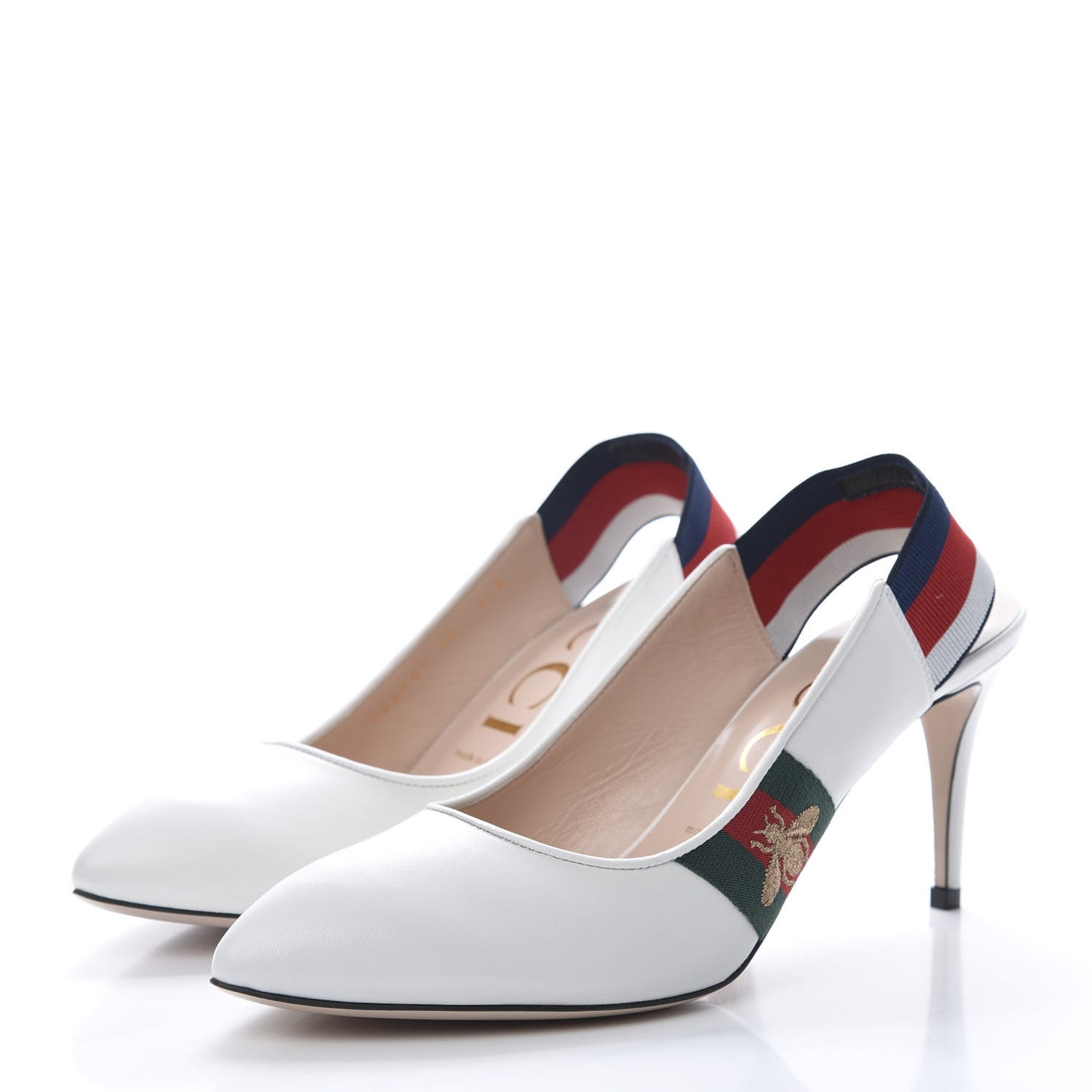 Malaga Kid Web Sylvie Mid Heel Slingback Pumps 39 White