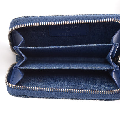 Chanel Denim Quilted Zip Coin Purse Blue 5 of 8