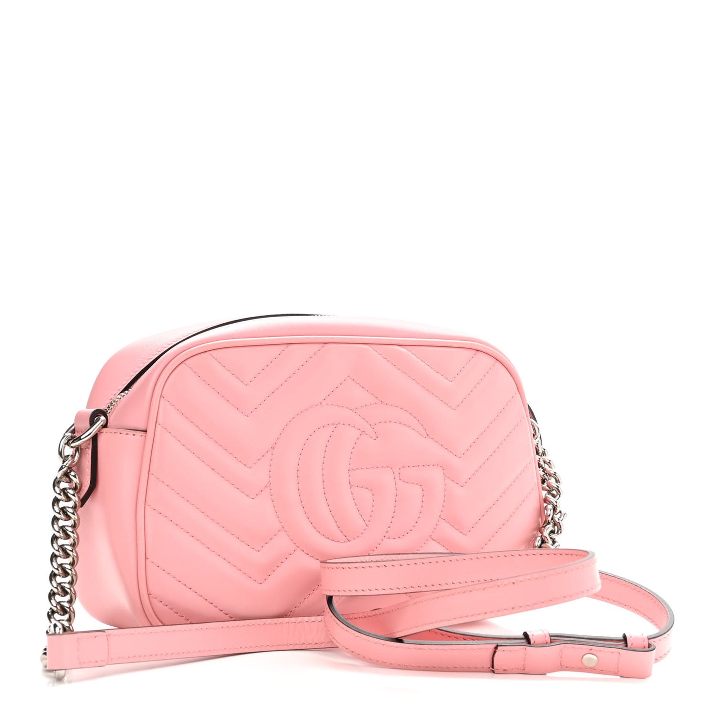 Calfskin Matelasse Small GG Marmont Chain Shoulder Bag Wild Rose