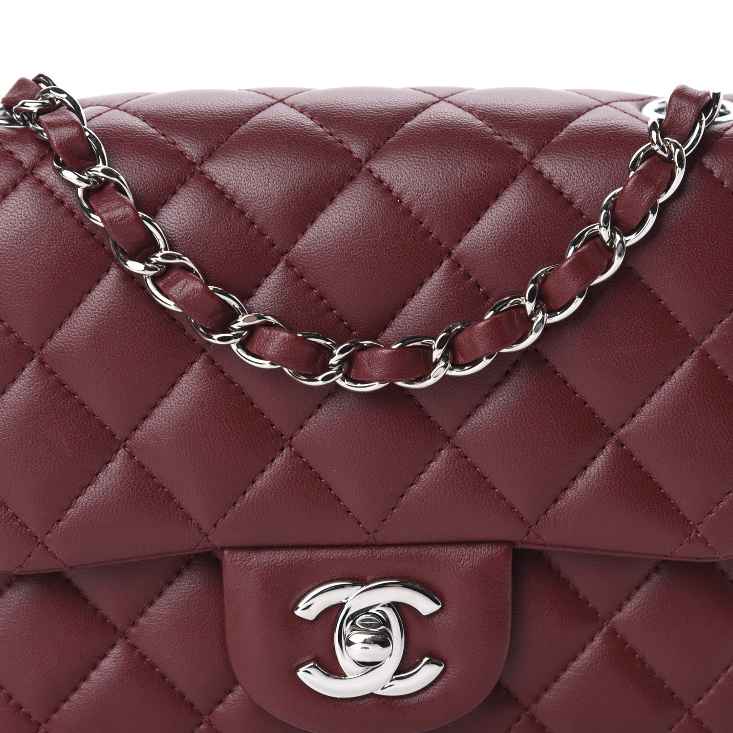 Chanel Lambskin Quilted Mini Square Flap Burgundy 10 of 10