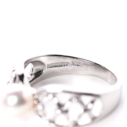 Mikimoto 18K White Gold Akoya Pearl 6mm Band Ring 50 5.25 5 of 5