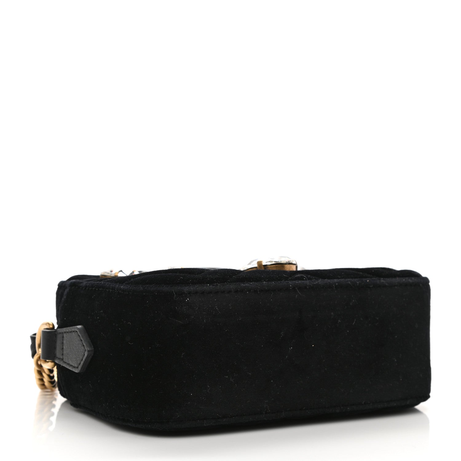 Gucci Velvet Matelasse Marquise Crystals Mini GG Marmont Chain Shoulder Bag Black 4 of 10
