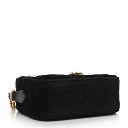 Gucci Velvet Matelasse Marquise Crystals Mini GG Marmont Chain Shoulder Bag Black 4 of 10
