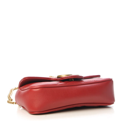 Gucci Calfskin Matelasse Super Mini GG Marmont Shoulder Bag Hibiscus Red 4 of 8