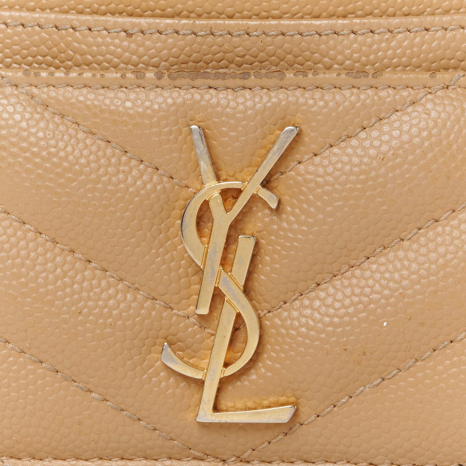 Saint Laurent Grain De Poudre Matelasse Chevron Monogram Credit Card Case Cork 8 of 10