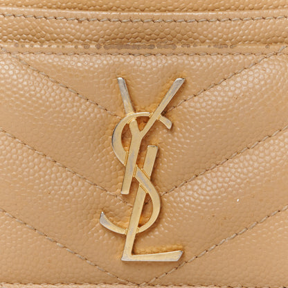 Saint Laurent Grain De Poudre Matelasse Chevron Monogram Credit Card Case Cork 8 of 10
