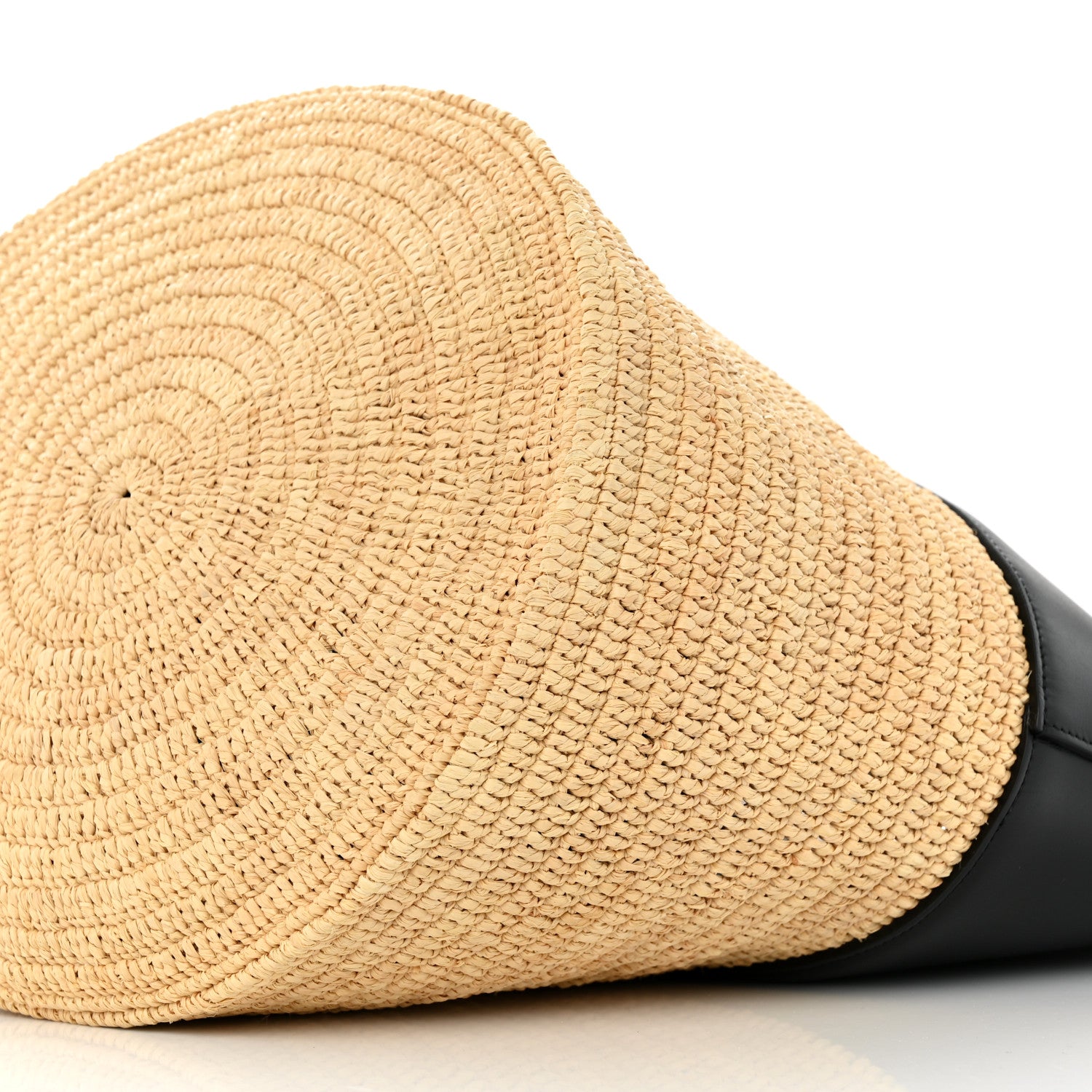 Celine Raffia Calfskin Basket Bag Natural Black 10 of 12