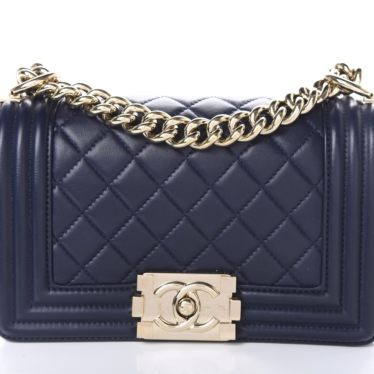 Chanel Lambskin Quilted Small Boy Flap Navy 9 of 9