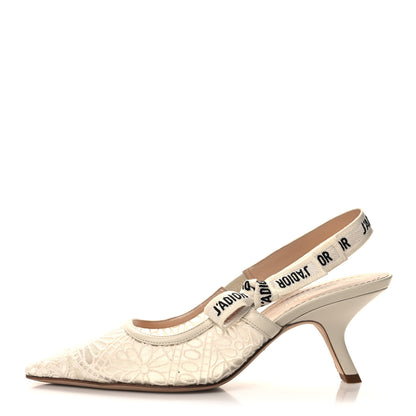 Christian Dior Lace Embroidered J'adior Slingback 65mm Pumps 39.5 White 1 of 9