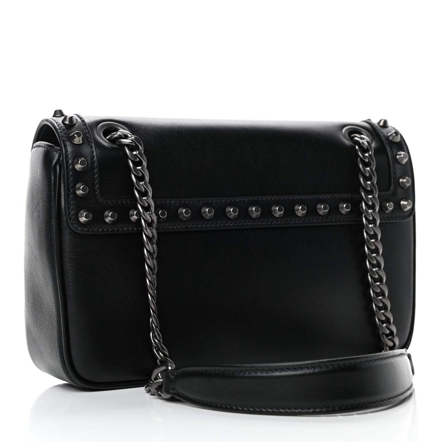 Glace Calfskin Studded Crossbody Black