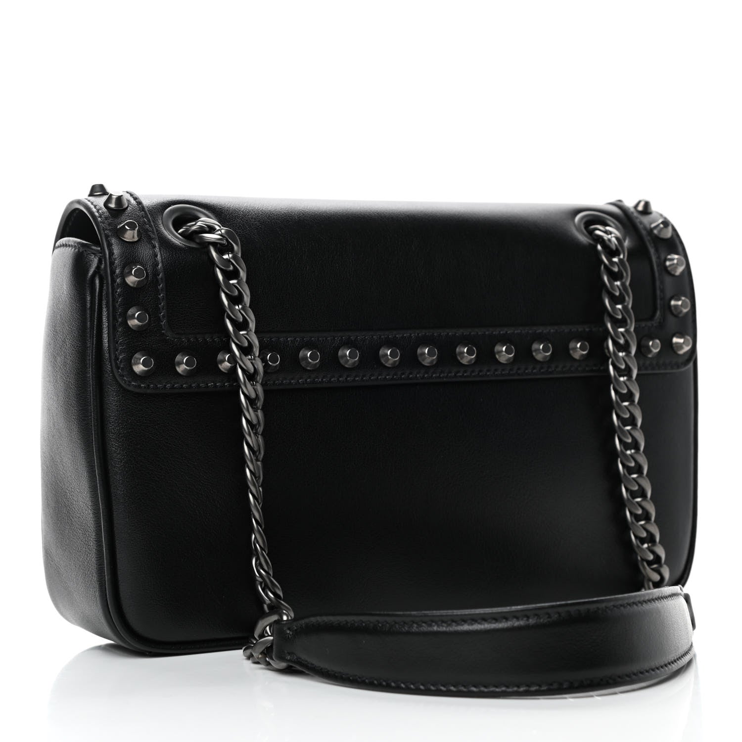 Prada Glace Calfskin Studded Crossbody Black 2 of 4
