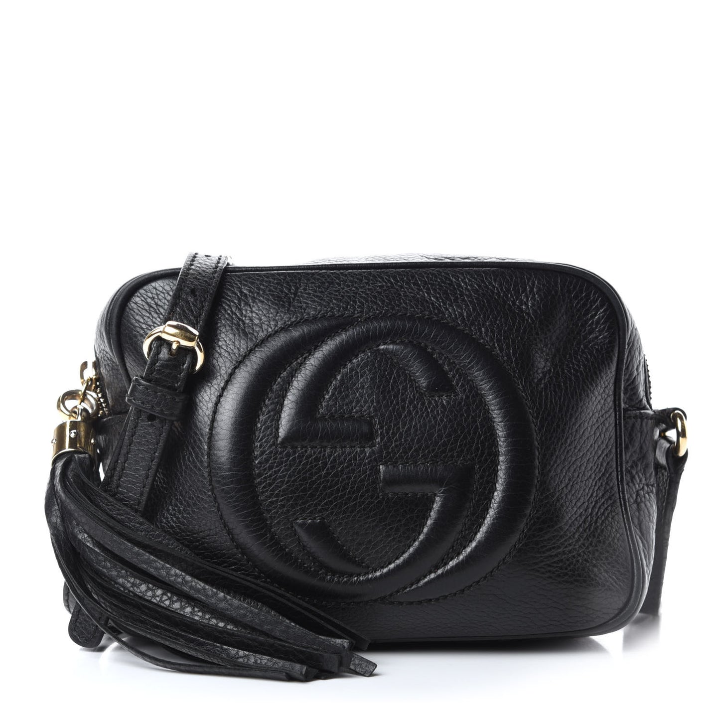 Pebbled Calfskin Small Soho Disco Bag Black