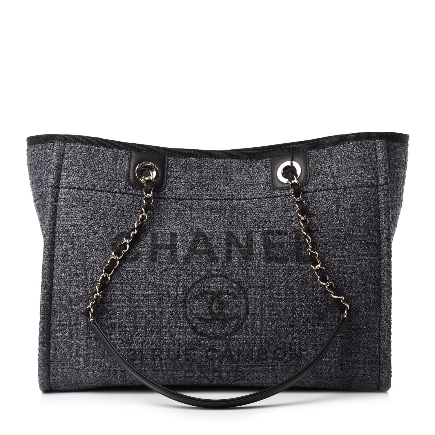 Chanel Lurex Boucle Small Deauville Tote Black 1 of 10