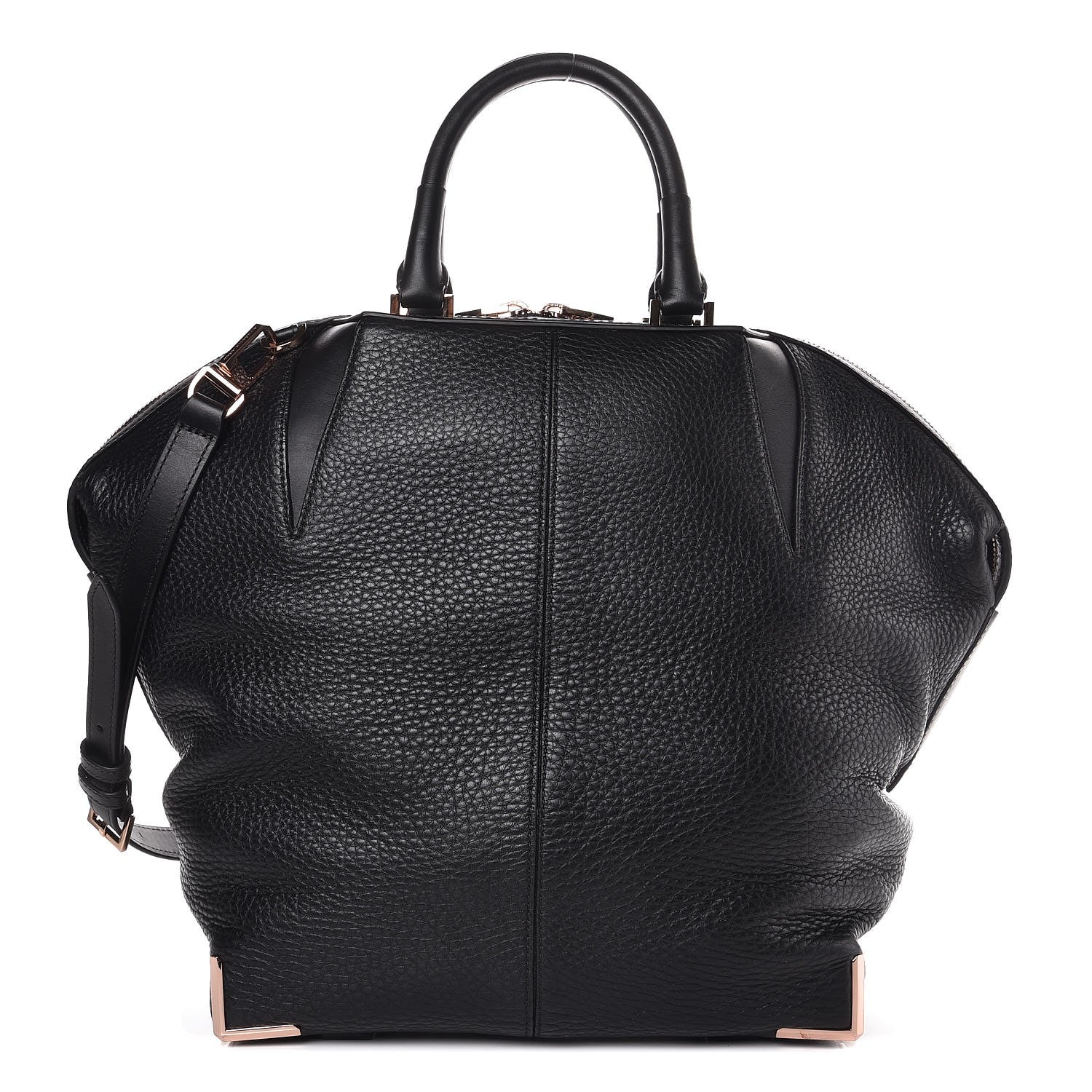 Alexander Wang Pebbled Calfskin Large Emile Black Rose Gold Hardware 1 of 9