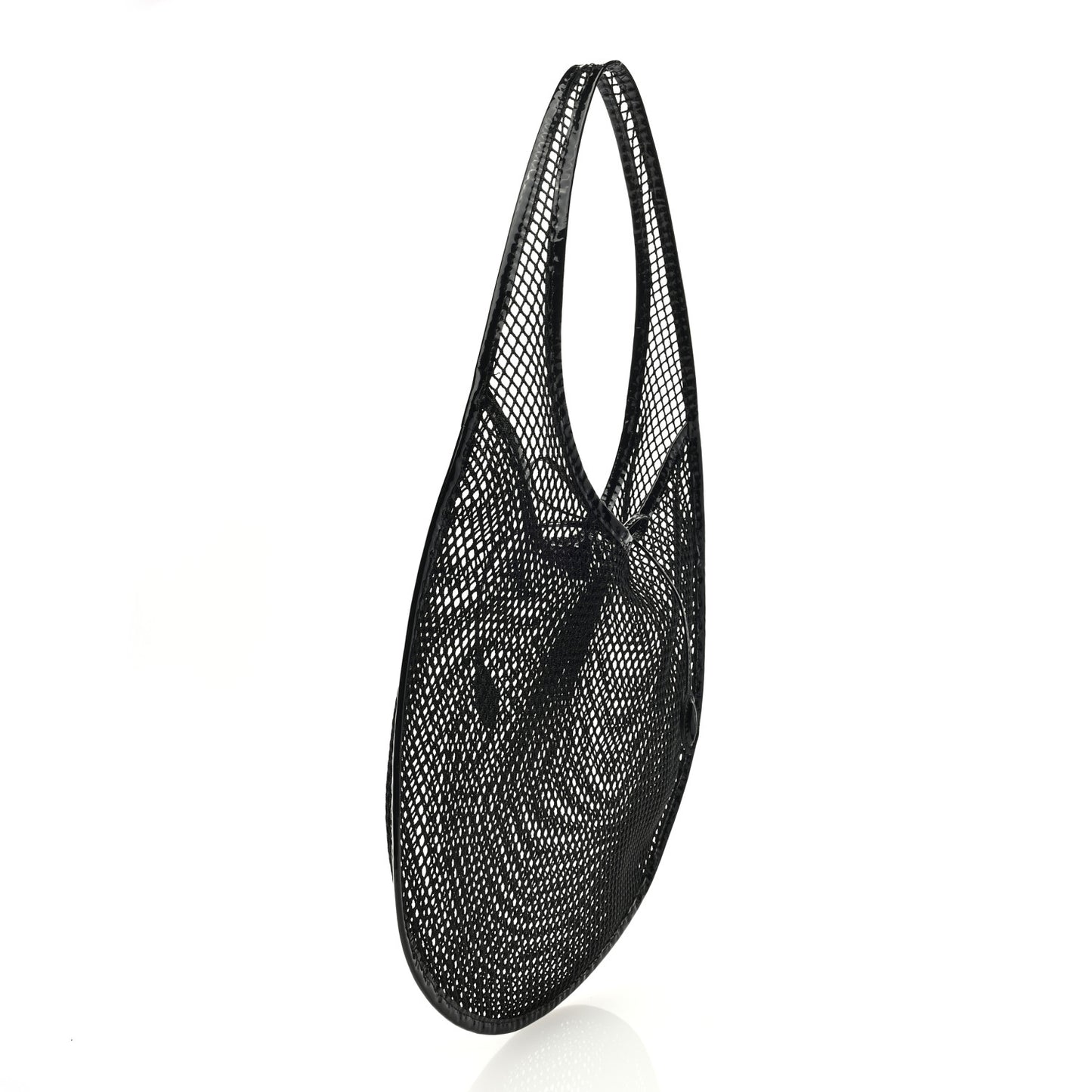 Fishnet Patent Calfskin Medium One Piece Bag Black