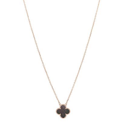 Van Cleef & Arpels 18K Rose Gold Gray Mother of Pearl Vintage Alhambra Pendant Necklace 1 of 5