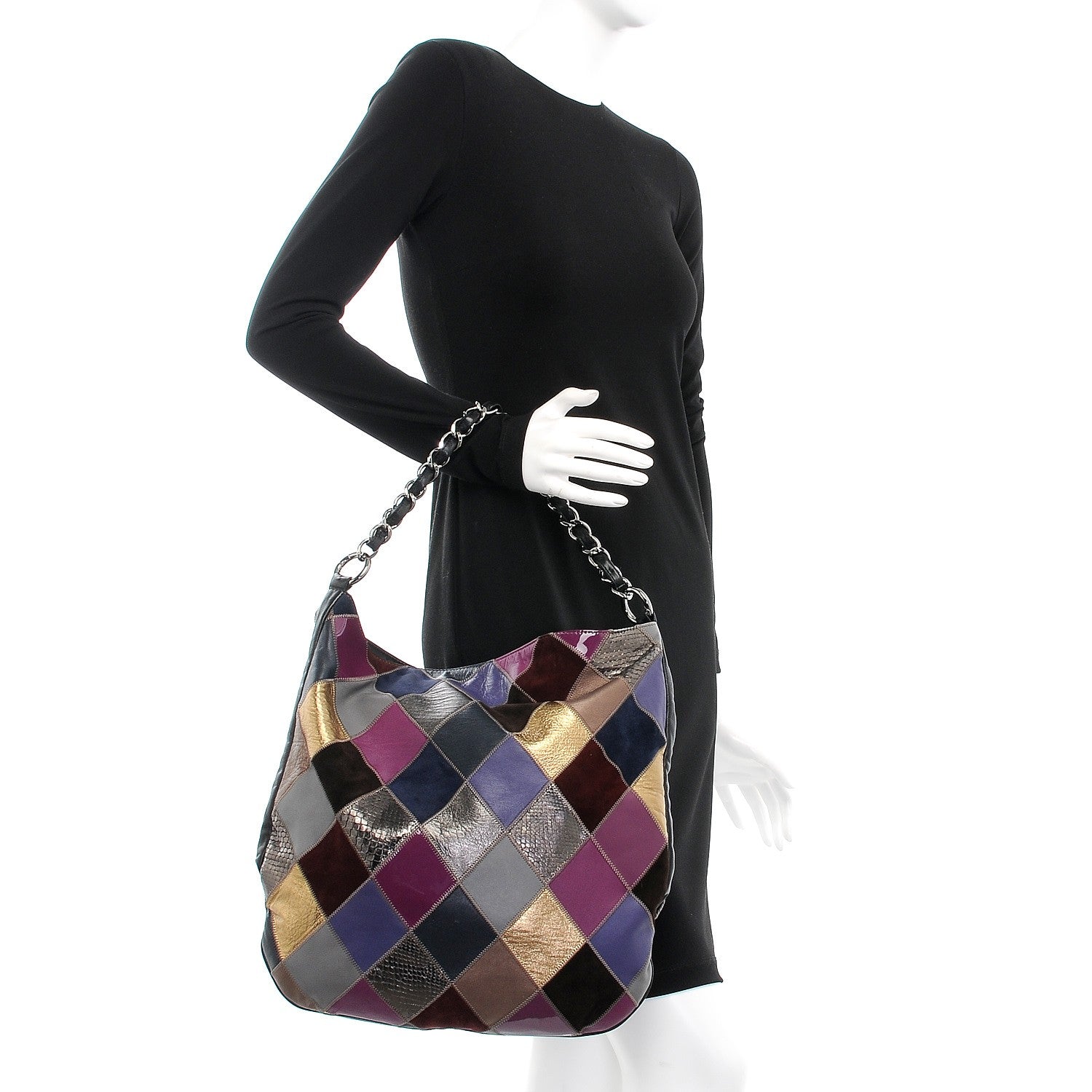 Chanel Lambskin Python Suede Quilted Patchwork Harlequin Hobo Multicolor 2 of 9