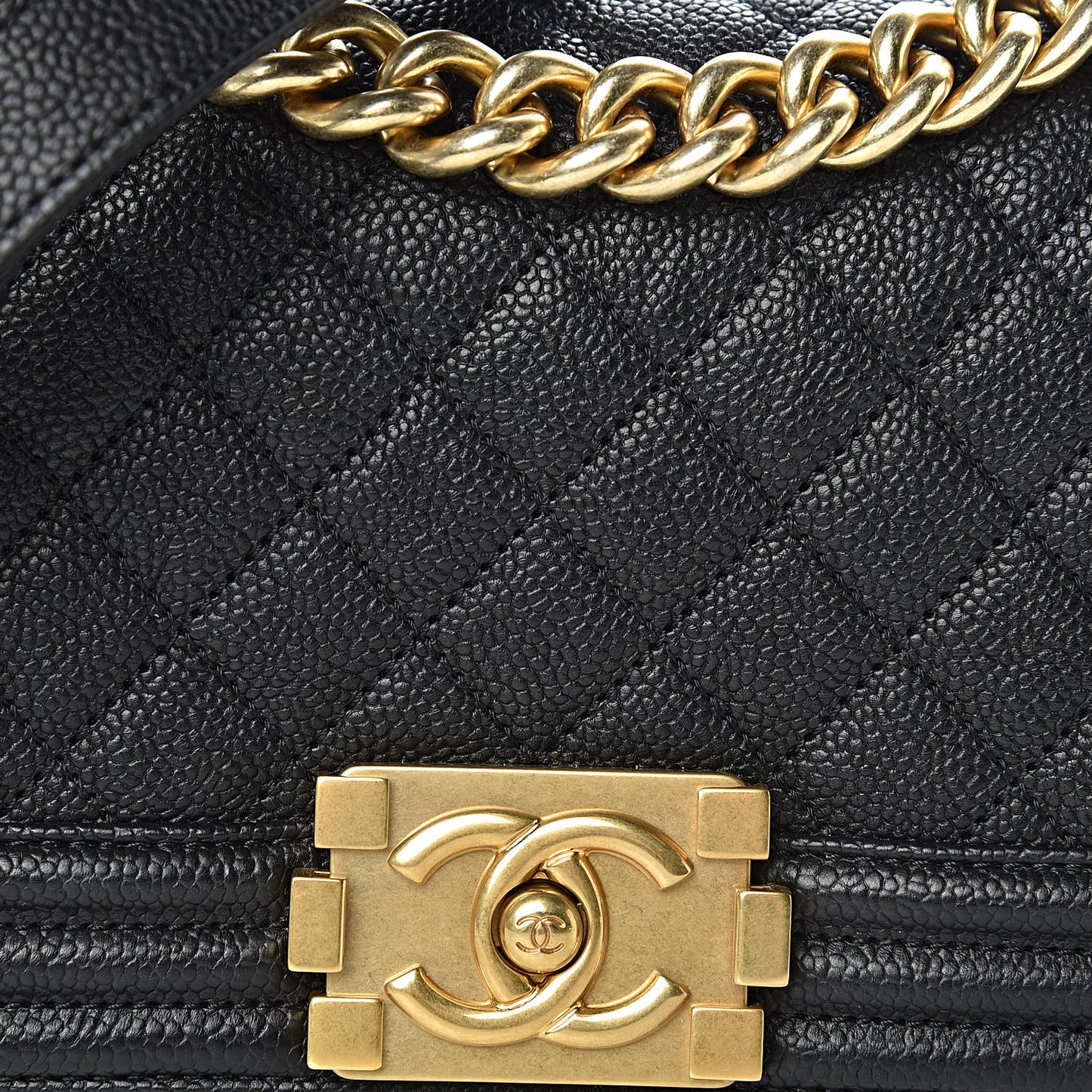 Caviar Quilted Small Boy Flap Black