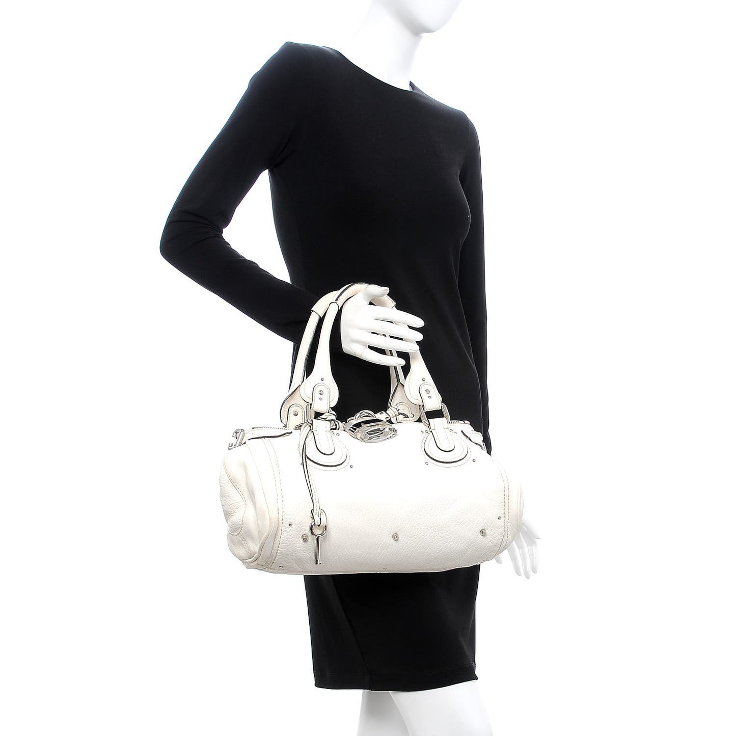 Calfskin Medium Paddington Satchel White