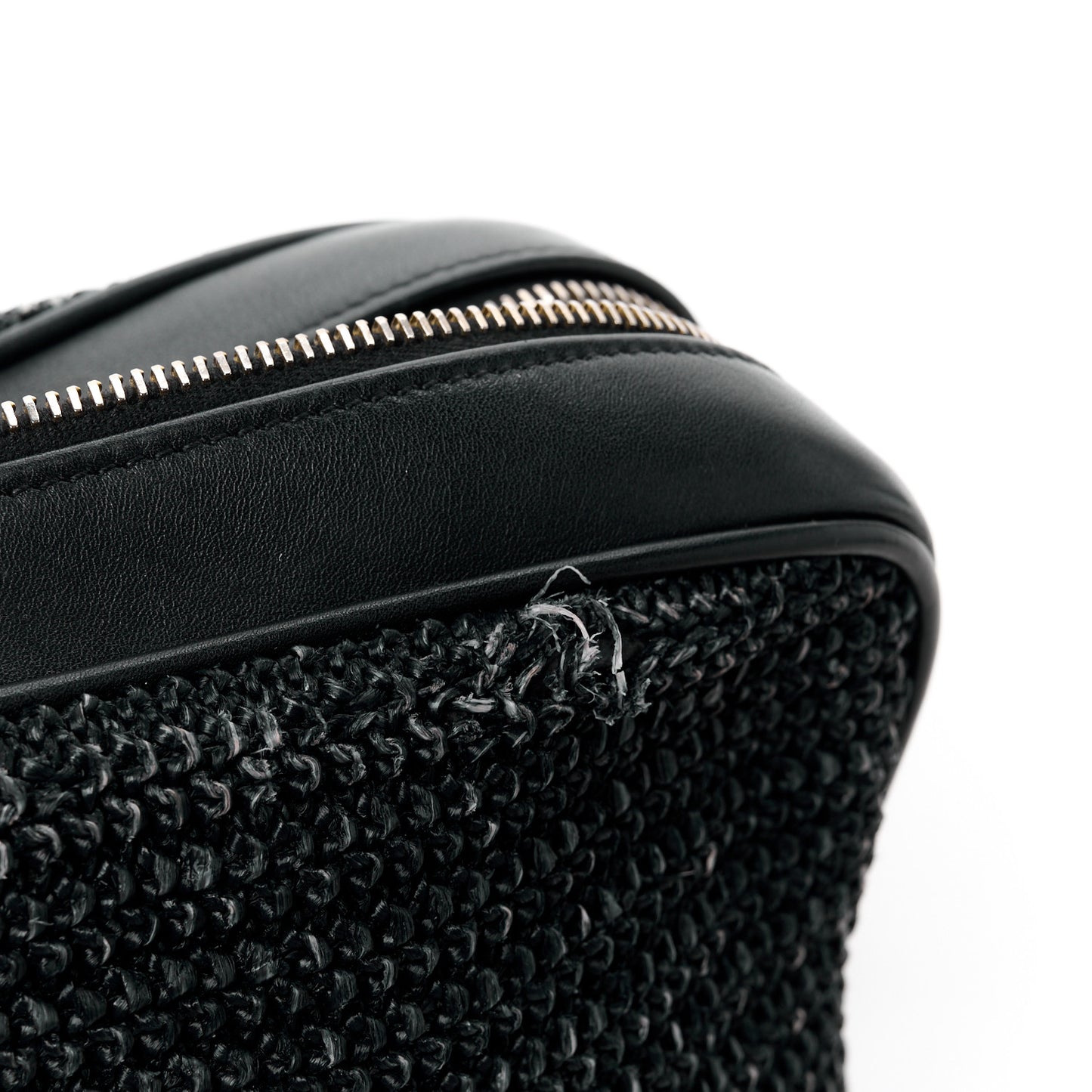 Raffia Canvas Monogram Lou Camera Bag Black