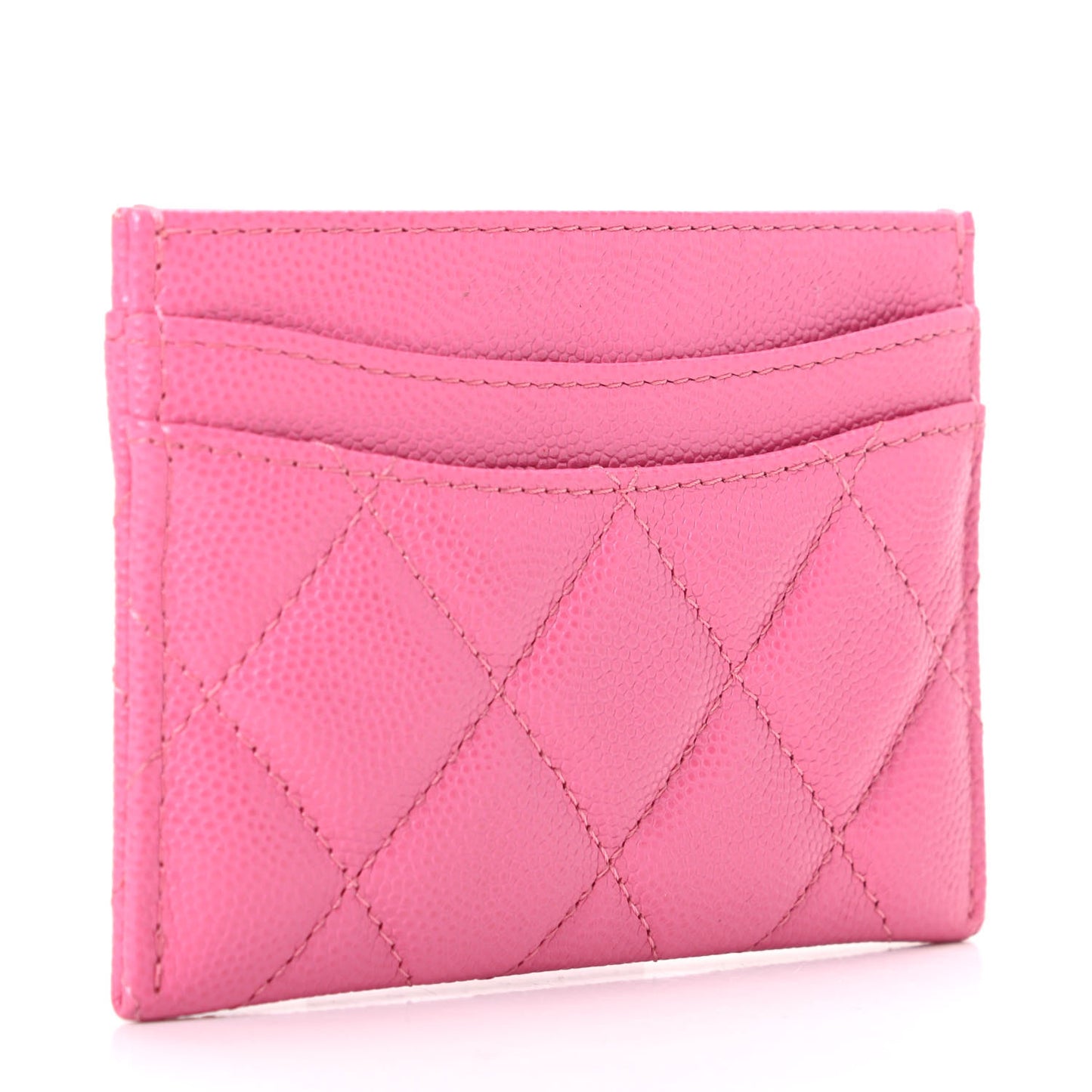 Caviar Quilted Card Holder Pink