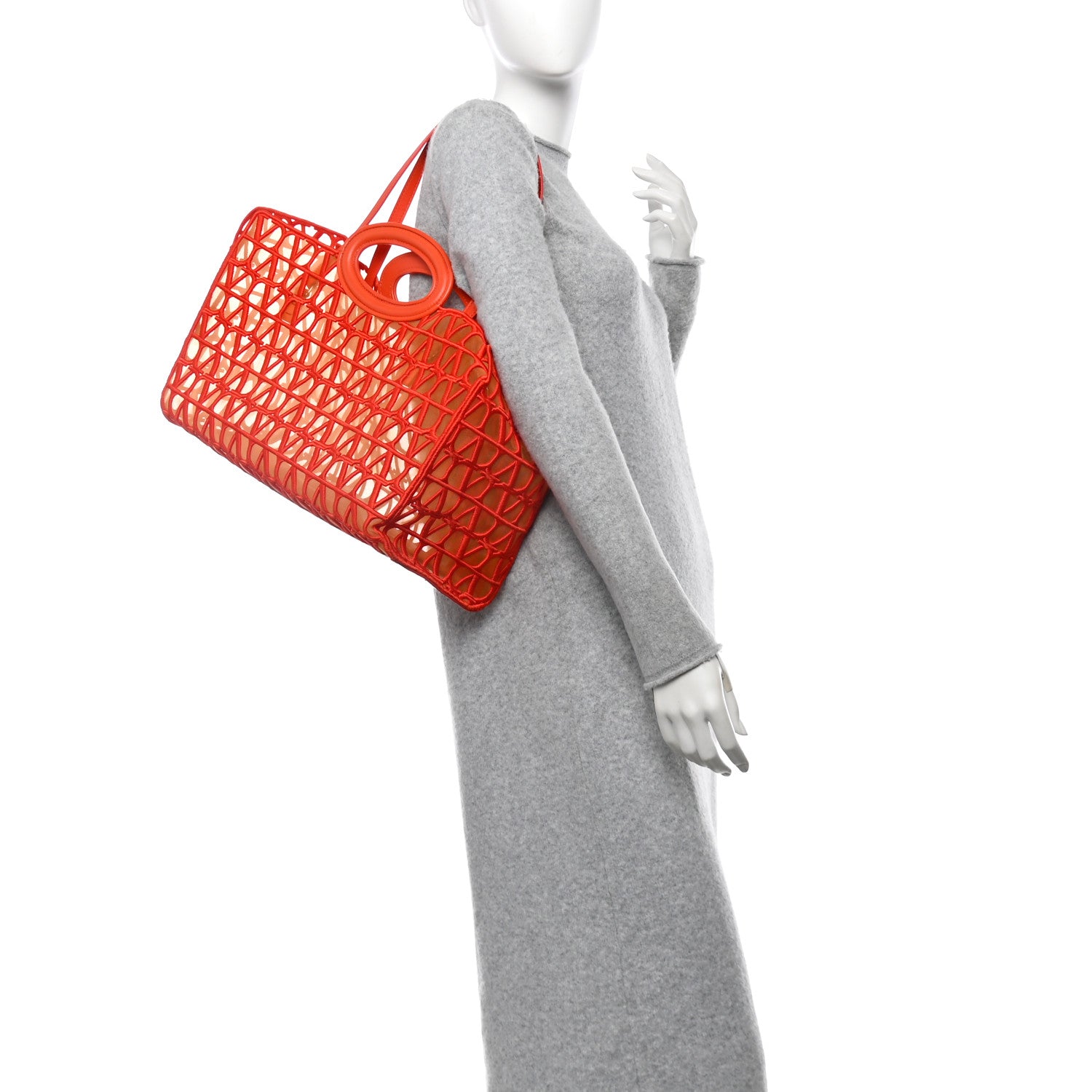 Valentino Garavani Toile Mesh Iconographe Goatskin Le Troisieme Shopping Bag Orange 2 of 14