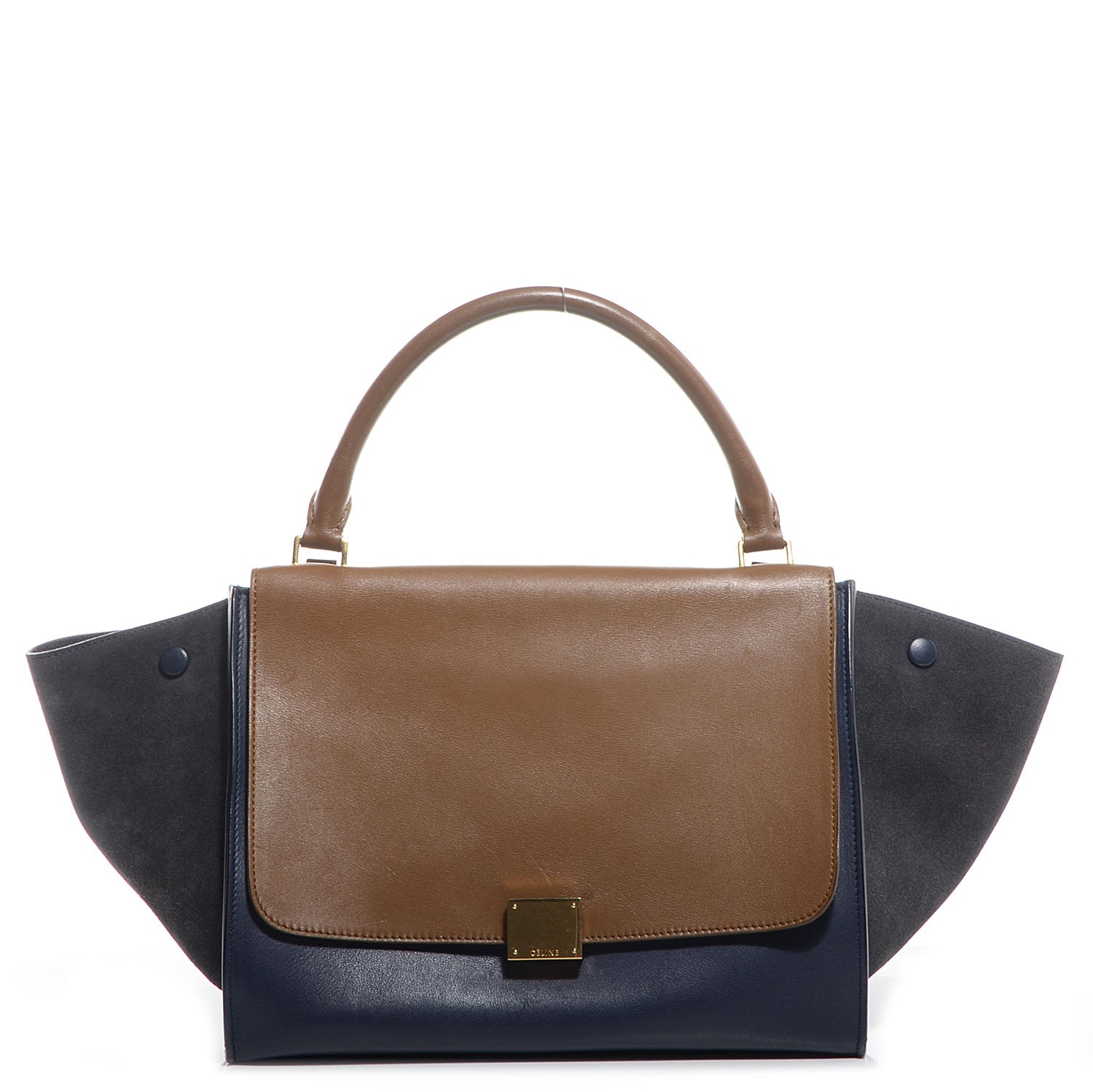 Celine Smooth Calfskin Suede Medium Tri-Color Trapeze Midnight 1 of 9