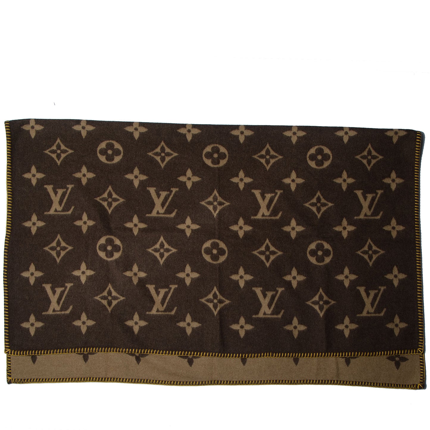 Lambswool Angora Monogram Blanket Marron