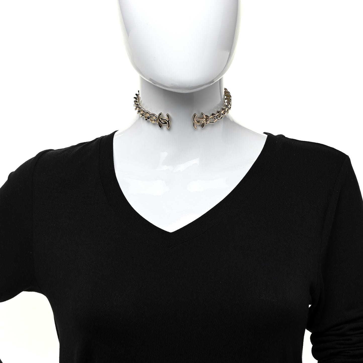 Metal CC Chain Link Choker Necklace M Gold