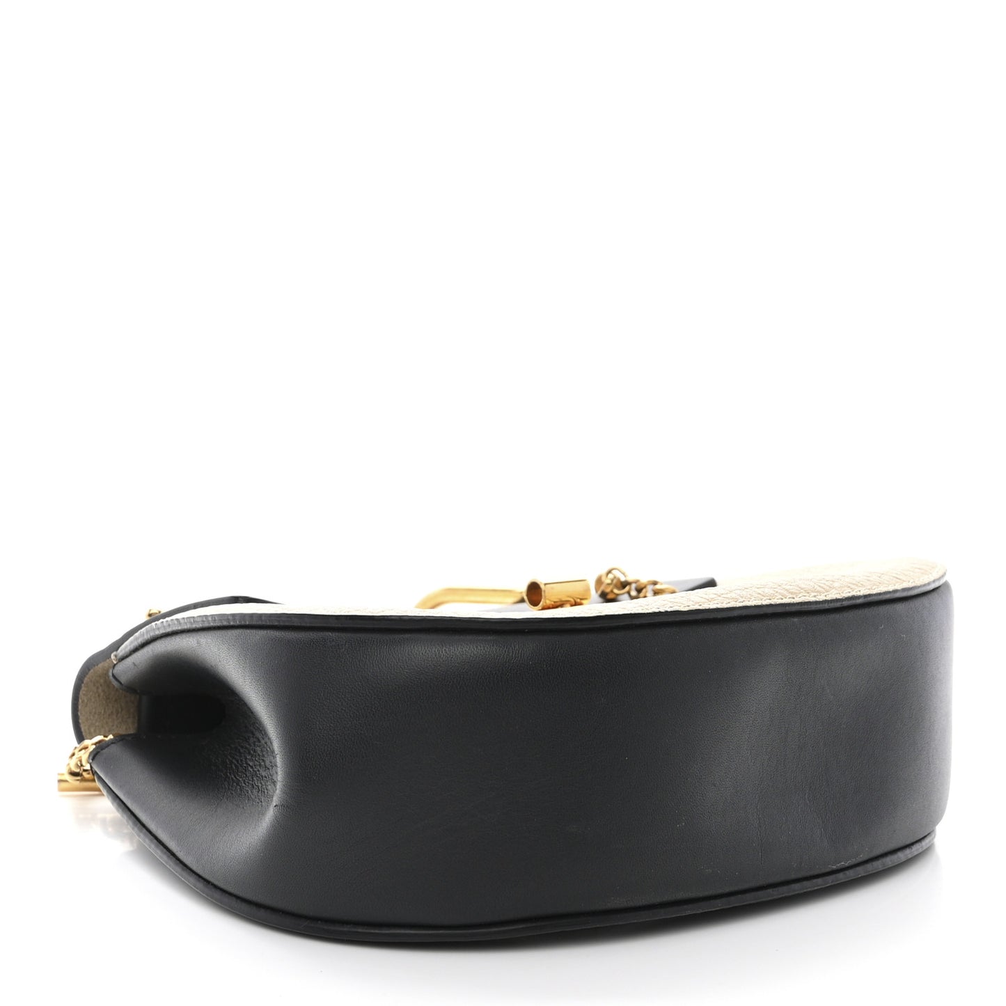 Grained Calfskin Lambskin Mini Bi-Color Drew Shoulder Bag Ivory Black